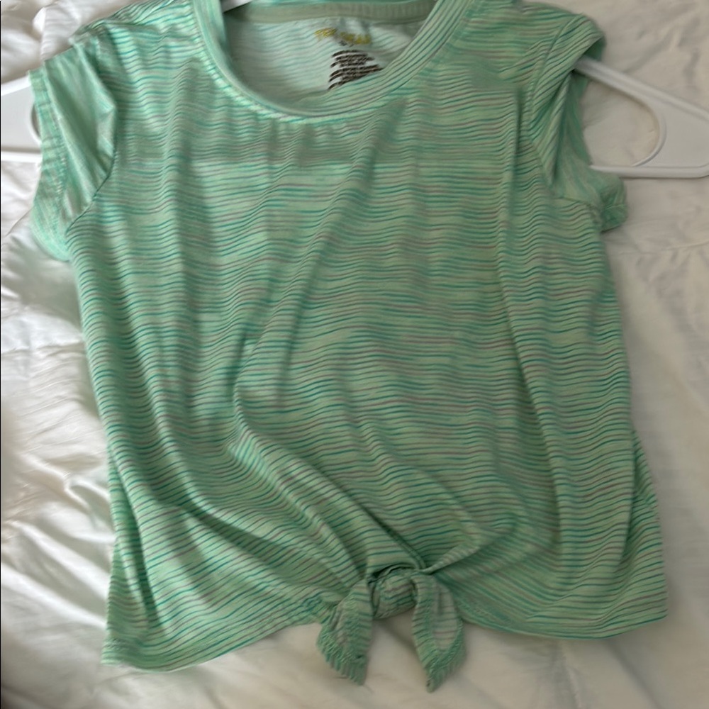 Tek Gear Mint Striped Tie-Front Tee